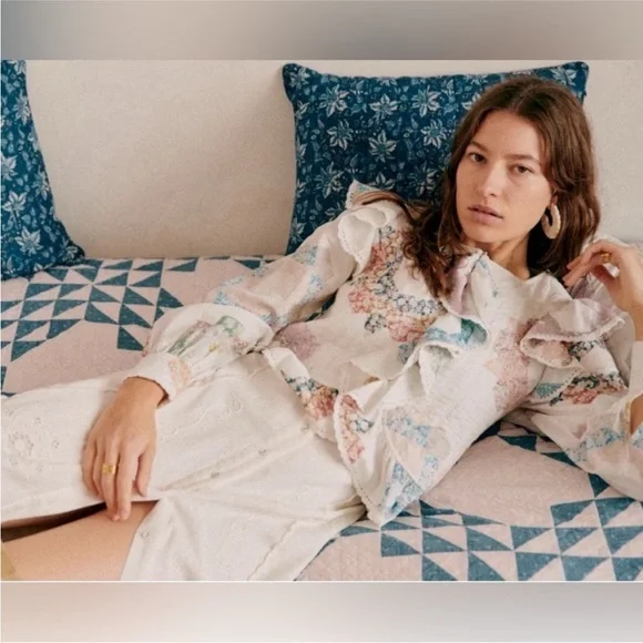 Sezane X Sea NY Axel Blouse Jacket Quin Patchwork - Picture 3 of 7